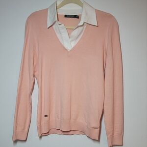 Ralph Lauren V-Neck Collared Women's Sweater Size MED.